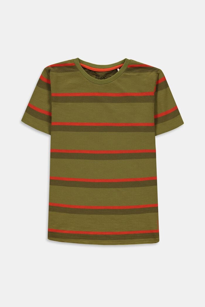Streifen-T-Shirt aus 100% Baumwolle, LEAF GREEN, detail image number 0