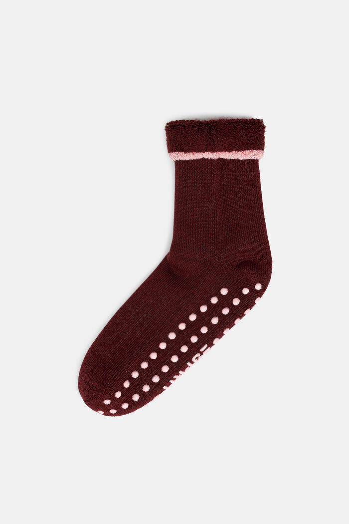 Weiche Stoppersocken, Wollmix, BLACK CURR, detail image number 0