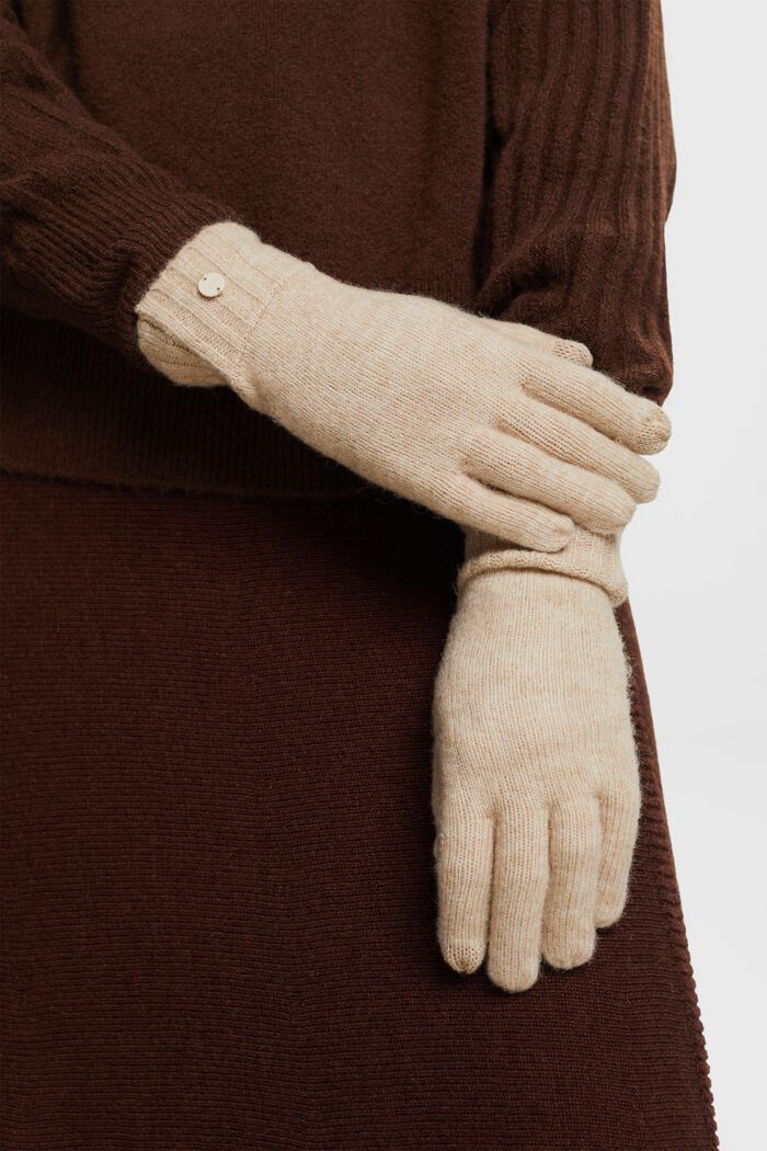 Rippstrick-Handschuhe, BEIGE, detail image number 2