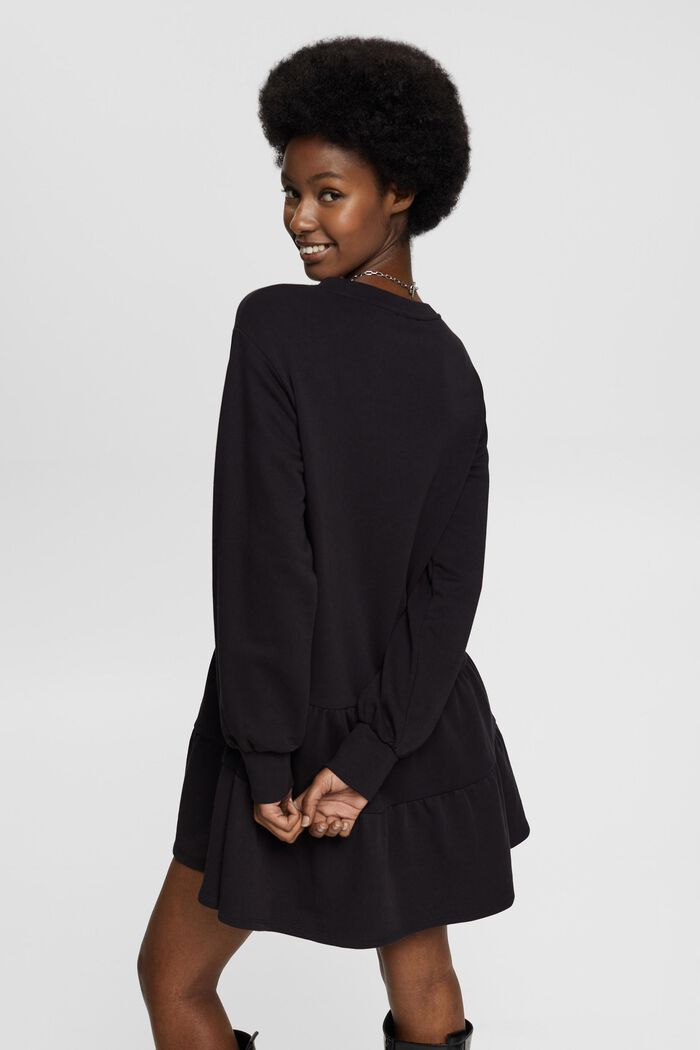 Mini-Sweatshirt-Kleid mit Rüschen, BLACK, detail image number 3
