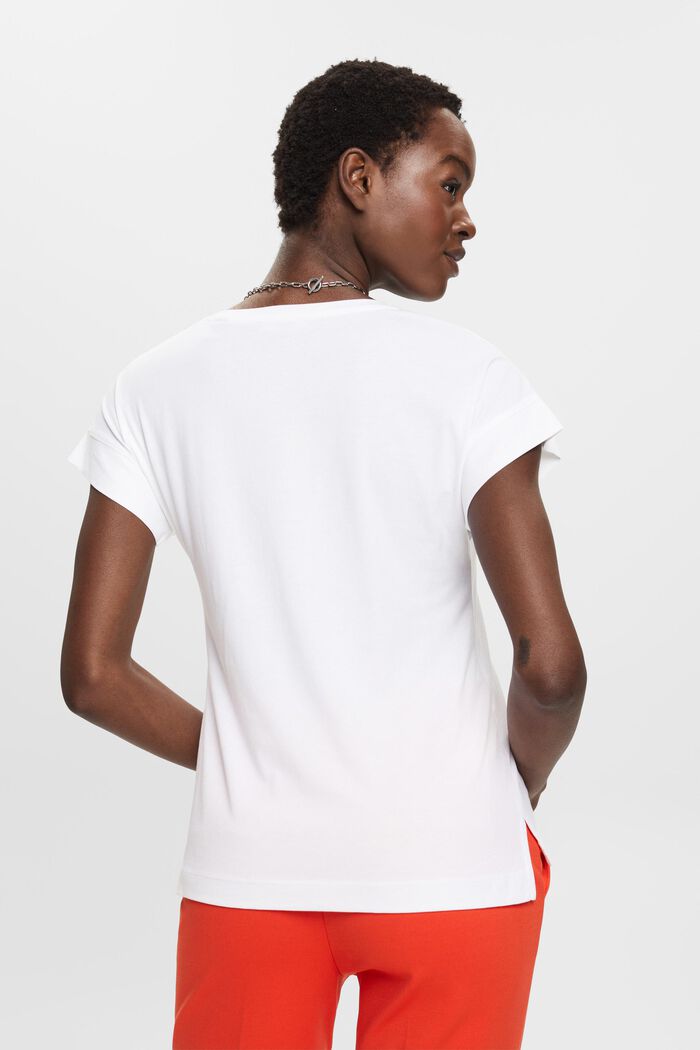 Jersey-T-Shirt mit Applikation, WHITE, detail image number 3