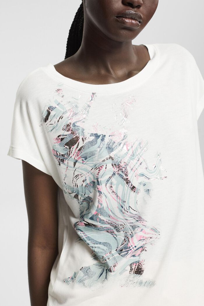 T-Shirt mit Pailletten, LENZING™ ECOVERO™, OFF WHITE, detail image number 2