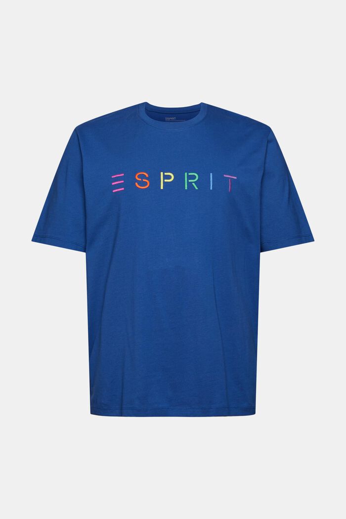 Jersey-T-Shirt mit Logo-Stickerei, BRIGHT BLUE, overview