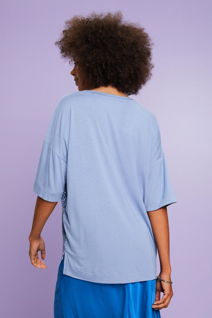 Oversize-T-Shirt mit Paillettenapplikation, BLUE LAVENDER, detail image number 2