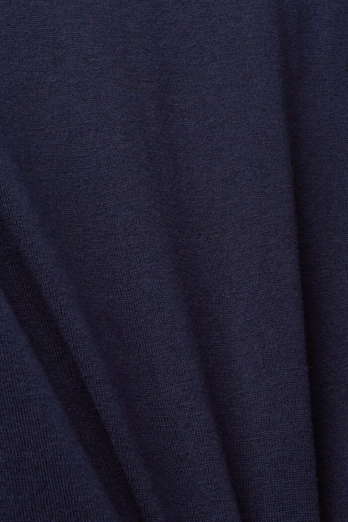 Pullover mit verkürzten Ärmeln und Leinenanteil, NAVY, detail image number 5