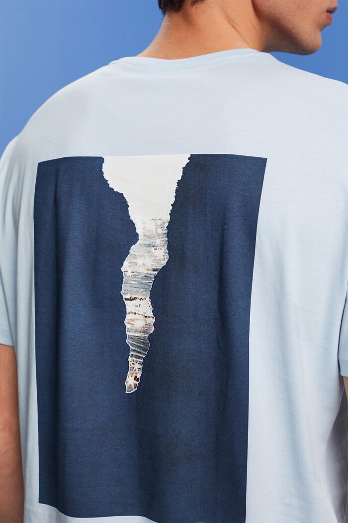 Jersey-T-Shirt mit Print hinten, 100 % Baumwolle, PASTEL BLUE, detail image number 2