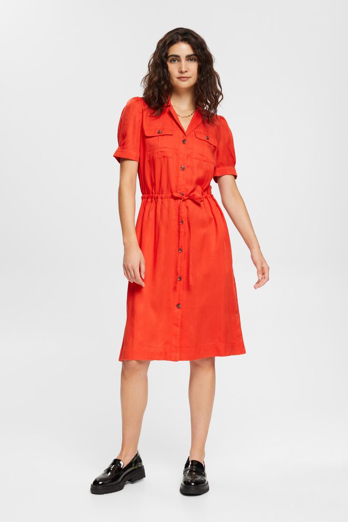 Kleid mit Kordelzug, TENCEL™, ORANGE RED, detail image number 2