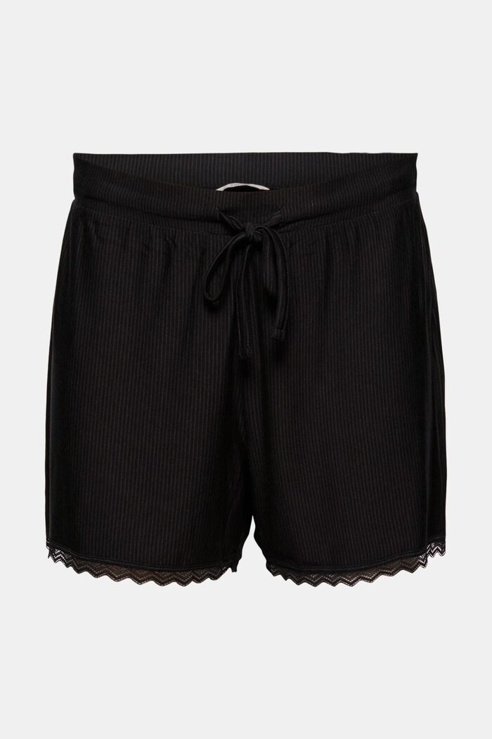 Pyjama-Shorts mit Spitze, LENZING™ ECOVERO™, BLACK, detail image number 6