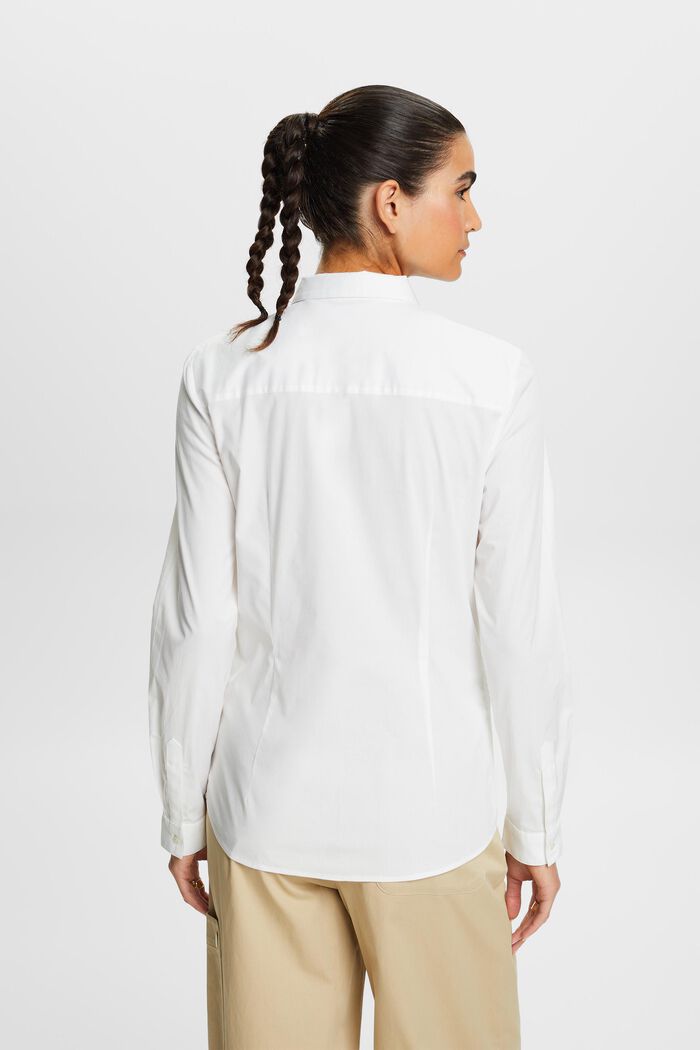 Langärmlige Popeline-Bluse, WHITE, detail image number 4