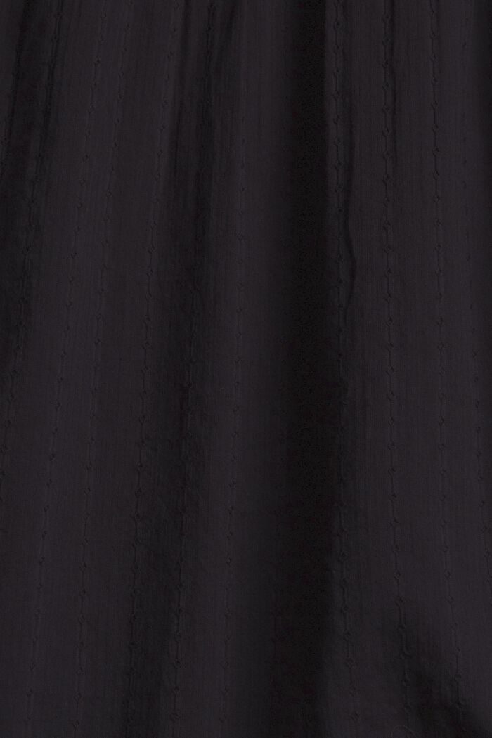 Kurzarm-Bluse mit Webmuster, 100% Baumwolle, BLACK, detail image number 4