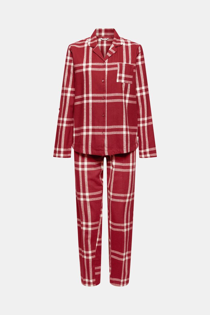 Karierter Flanell-Pyjama, 100% Baumwolle