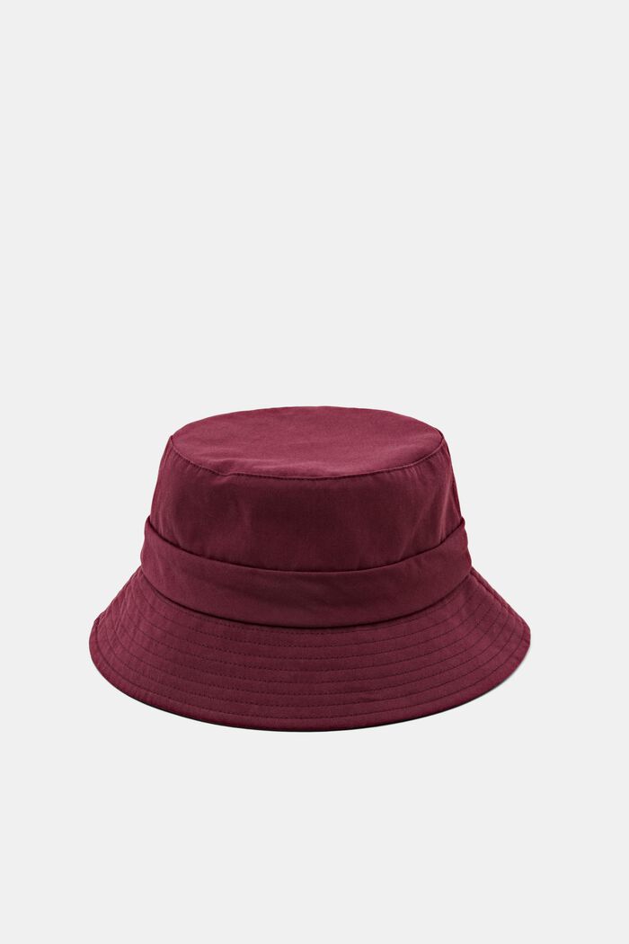 Bucket Hat aus Twill mit Bindeschleife, AUBERGINE, detail image number 0