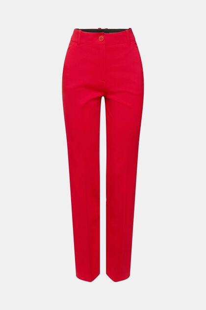 Stretchige Bootcut Pants mit hohem Bund, DARK RED, overview