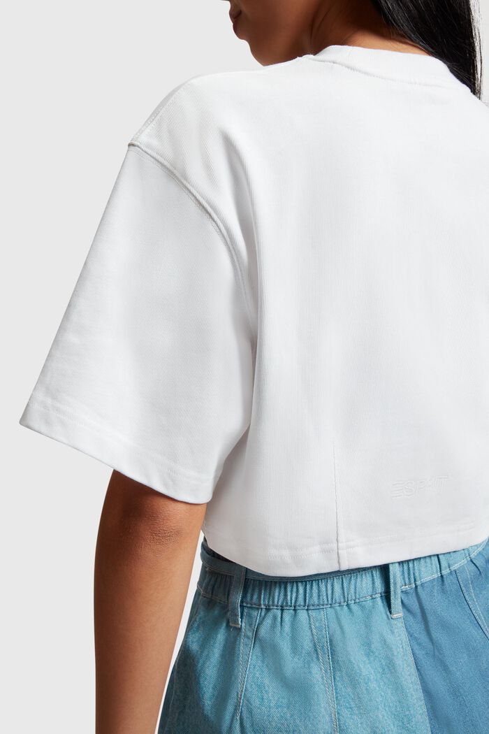 Kurz geschnittenes T-Shirt mit Indigo-Print, WHITE, detail image number 3