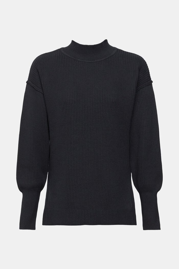 Pullover mit Stehkragen, 100 % Baumwolle, BLACK, detail image number 7