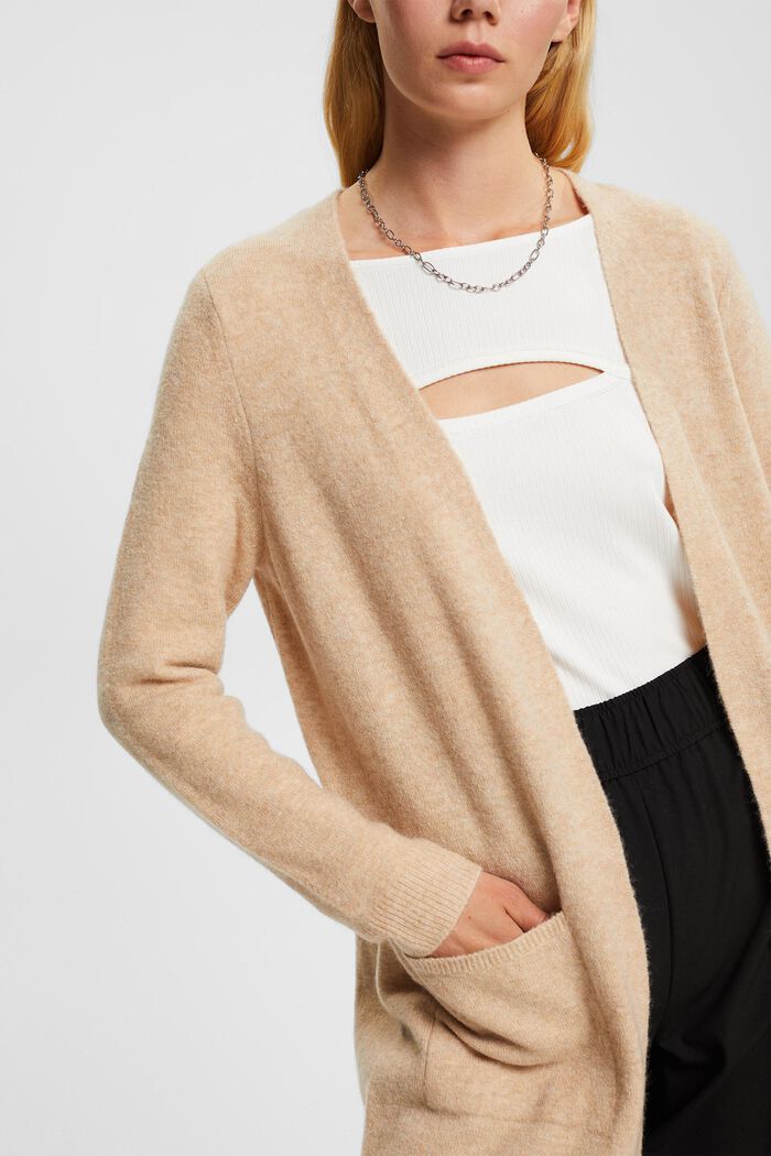 Mit Wolle: offener Cardigan, SAND, detail image number 0