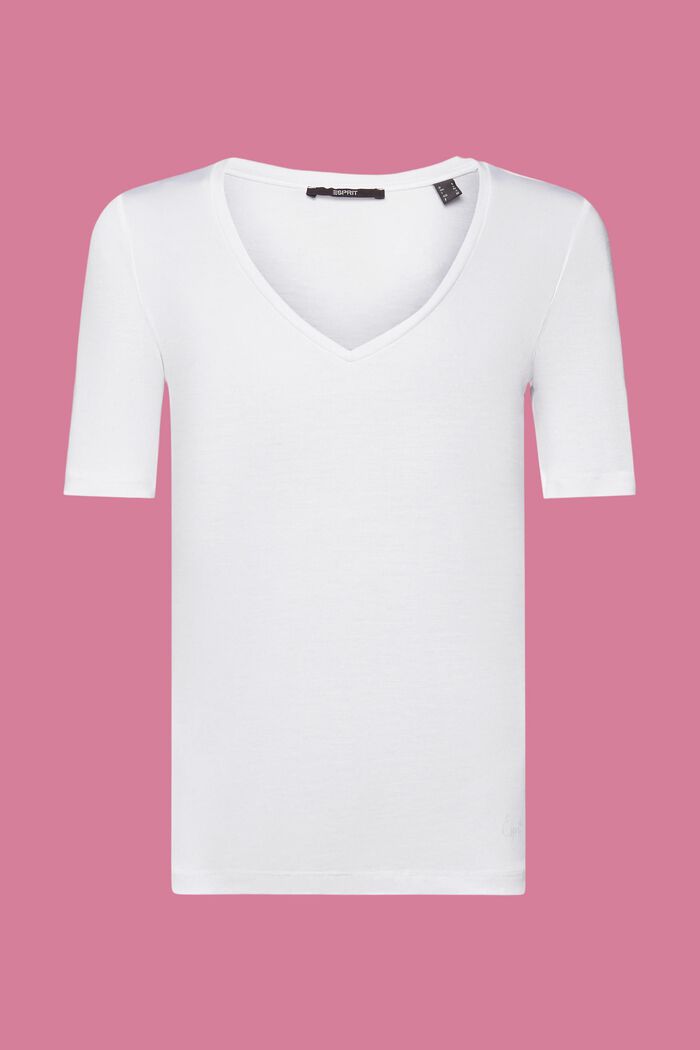 T-Shirt mit V-Ausschnitt, TENCEL™, WHITE, detail image number 6