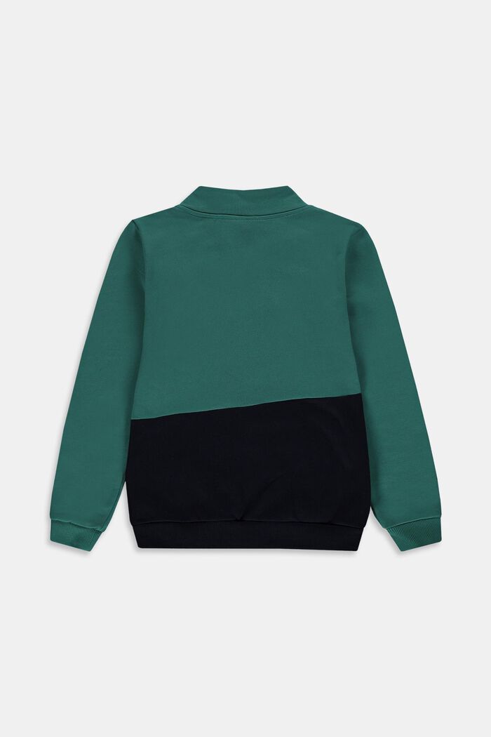 Sweatshirt in Cardigan-Optik, TEAL GREEN, detail image number 1