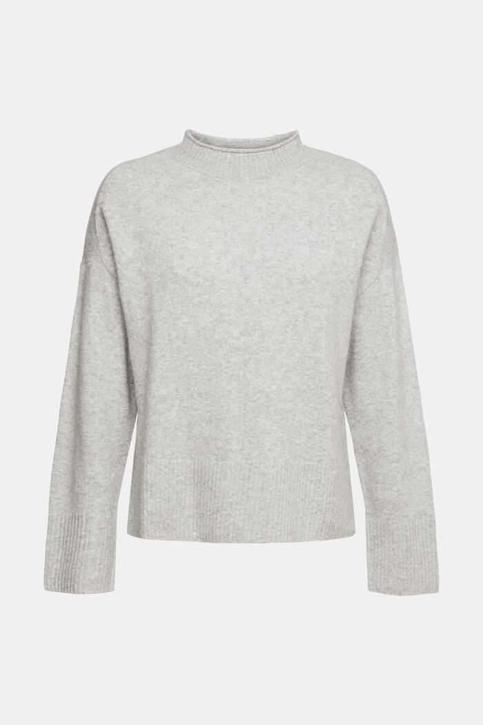 Mit Wolle: flauschiger Pullover mit Stehkragen, LIGHT GREY, detail image number 2