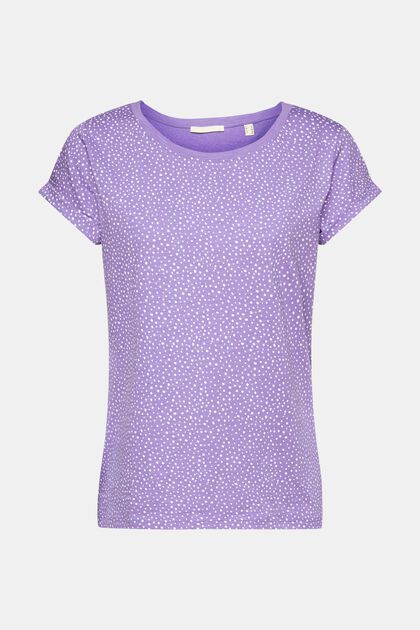T-Shirt mit Allover-Muster, PURPLE, overview