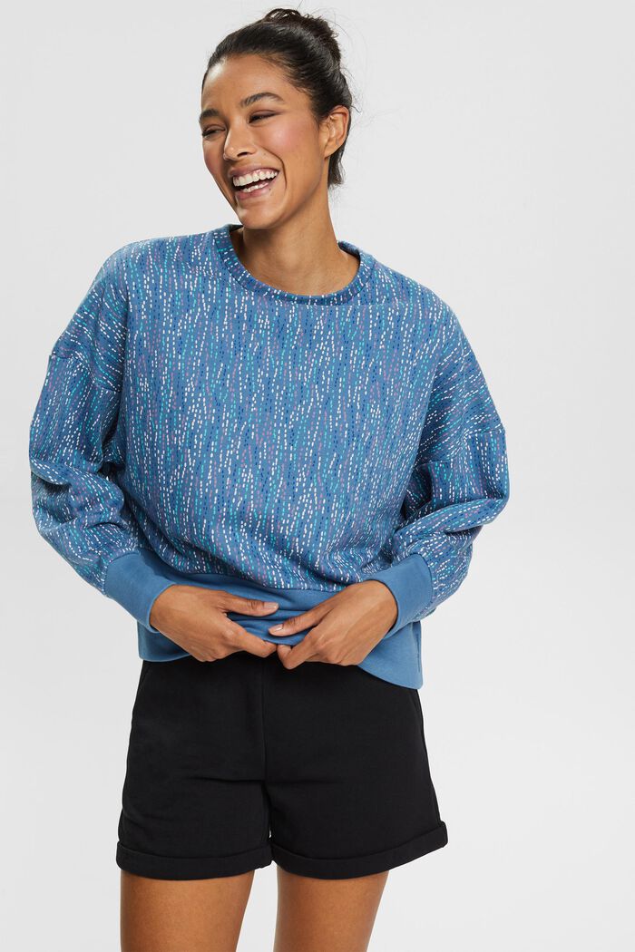 Recycelt: Sweatshirt mit Muster, GREY BLUE 3, overview