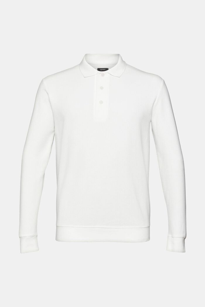 Polo-Longsleeve aus Piquégewebe, OFF WHITE, overview
