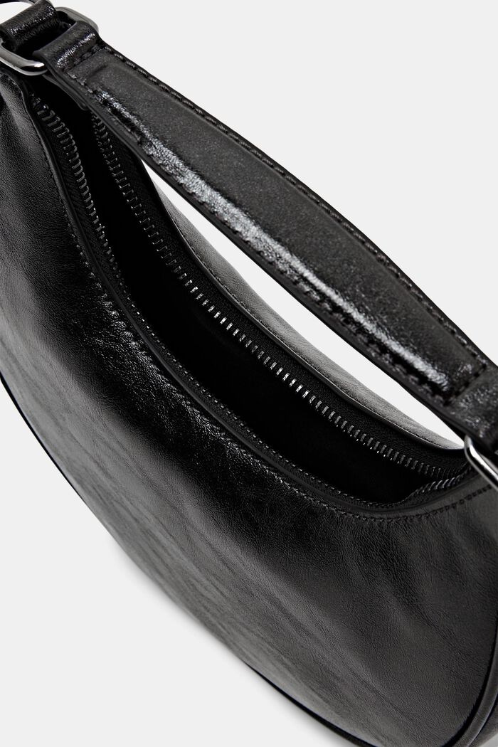 Halbmondförmige Tasche in Lederoptik, BLACK, detail image number 3