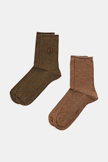 Modische Socken, 2er-Pack, BROWN/CARAMEL, overview