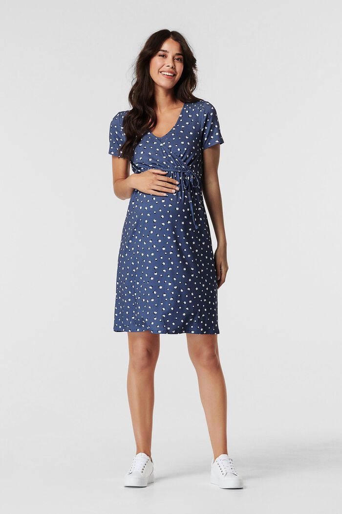 Kleid mit Print, LENZING™ ECOVERO™, SMOKE BLUE, detail image number 0