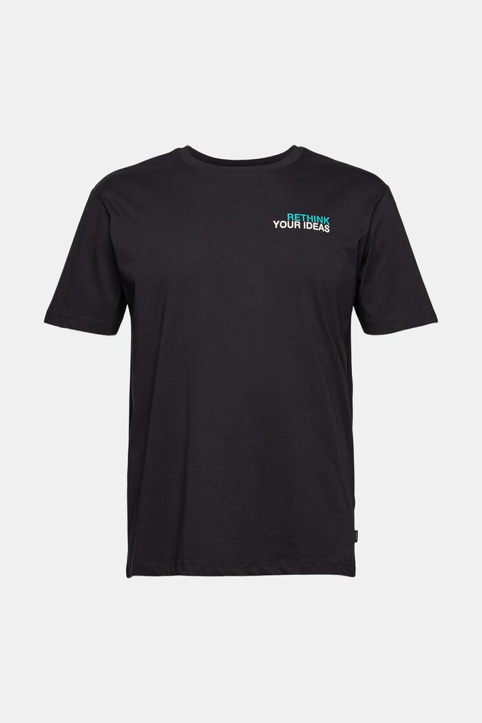 Jersey-Shirt mit Print, 100% Baumwolle, BLACK, overview
