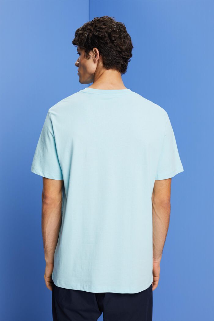 T-Shirt mit Print auf der Brust, 100 % Baumwolle, LIGHT TURQUOISE, detail image number 3