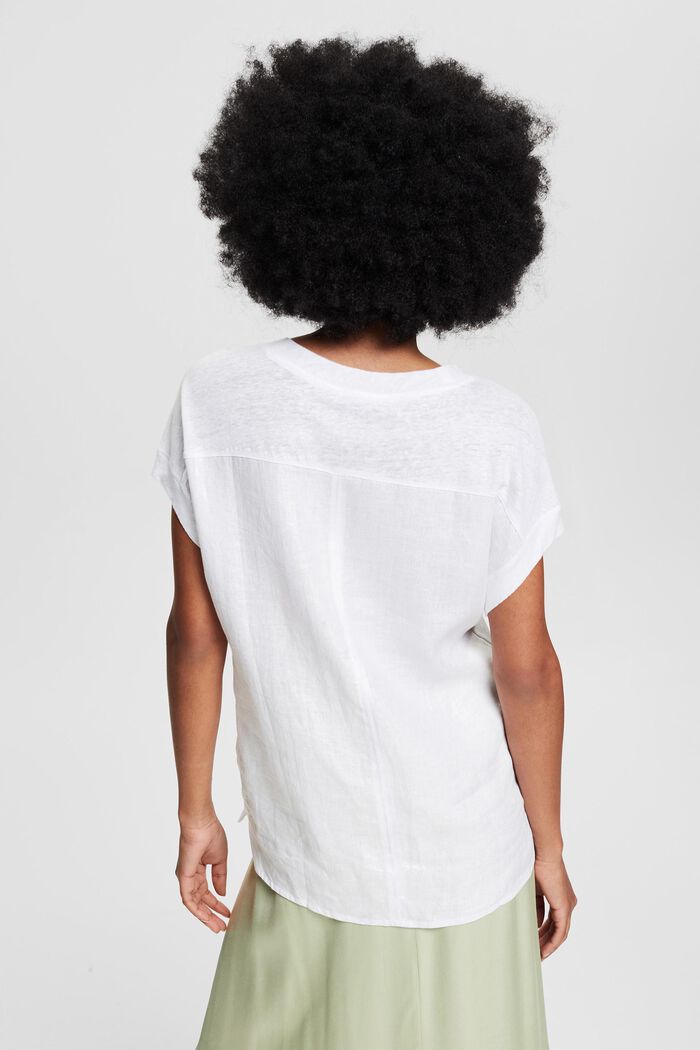T-Shirt aus 100% Leinen, WHITE, detail image number 3
