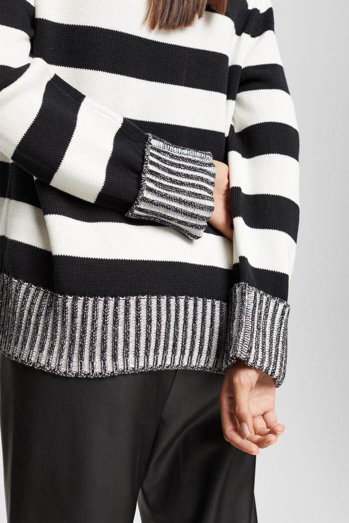 Sweater mit Streifen, 100% Baumwolle, OFF WHITE, detail image number 2