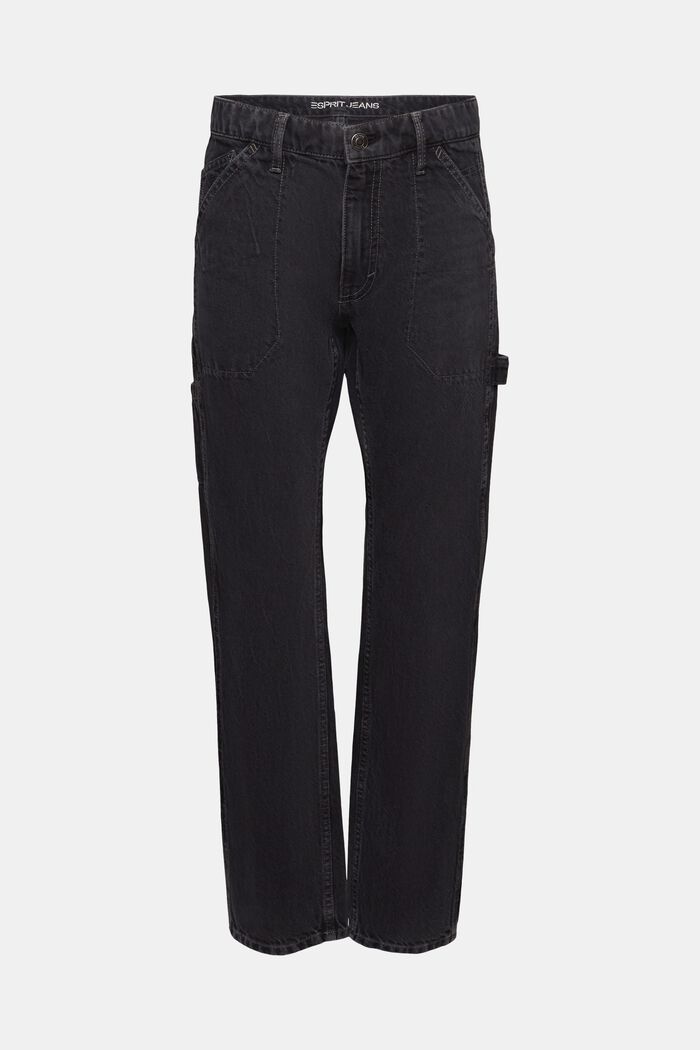 Jeans mit geradem Bein und mittlerer Bundhöhe, BLACK DARK WASHED, detail image number 6