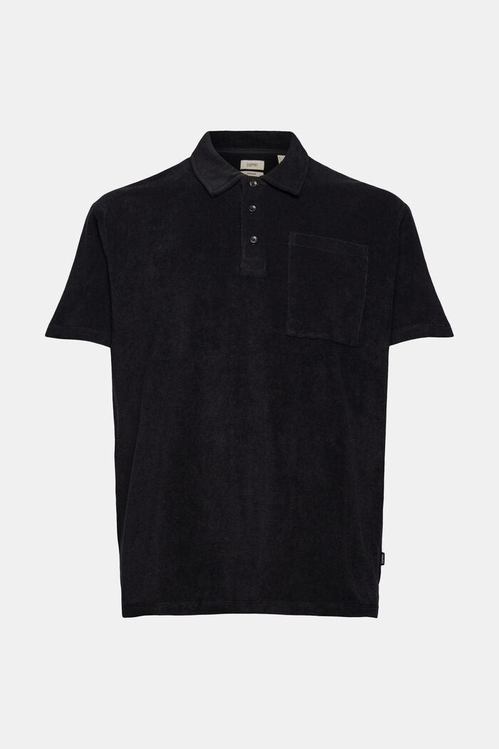 Frottee-Polohemd aus 100% Baumwolle, BLACK, detail image number 6