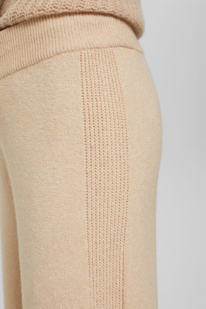 Mit Wolle: Strickhose mit weitem Bein, BEIGE, detail image number 5