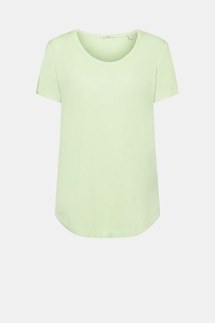 Viskose-T-Shirt mit weitem, rundem Ausschnitt