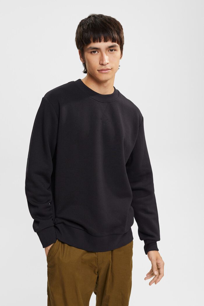 Recycelt: unifarbenes Sweatshirt, BLACK, detail image number 0