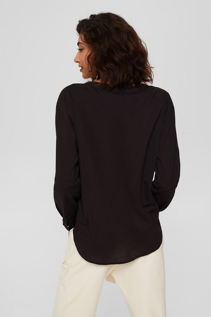 Bluse mit Kelchausschnitt und Taschen, BLACK, detail image number 3