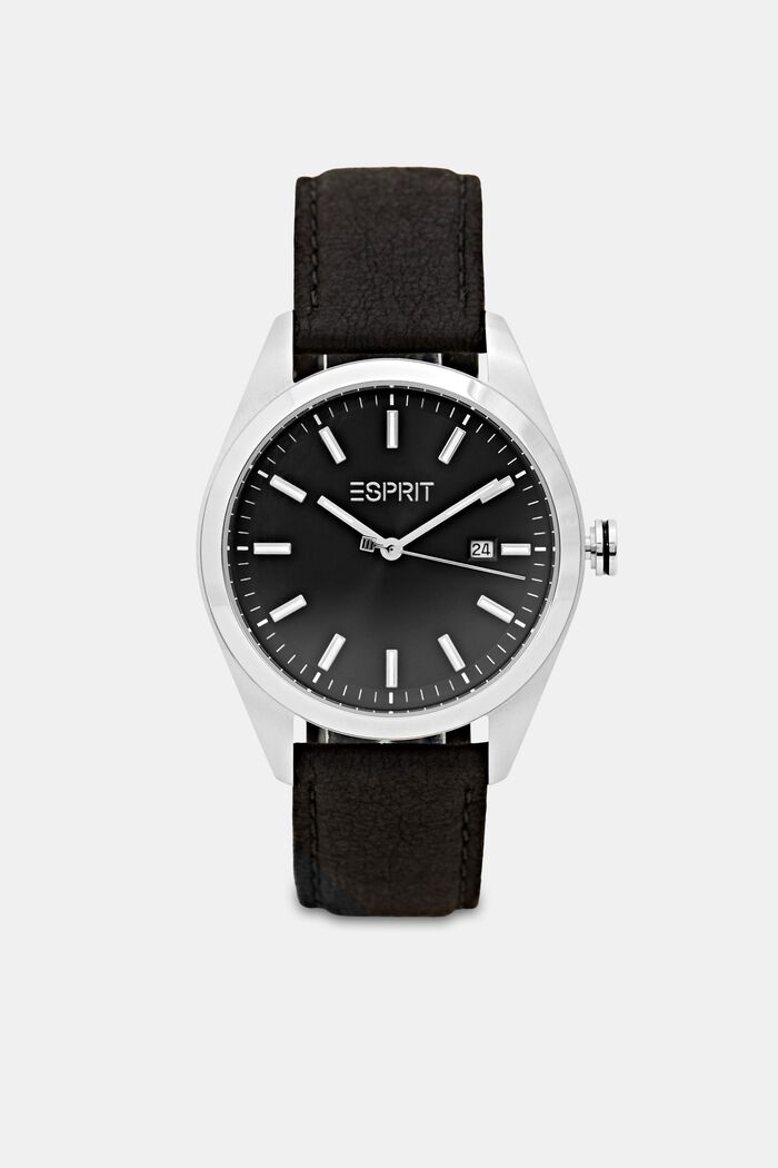 Vegan: Edelstahl-Uhr mit Datumsanzeige, BLACK, detail image number 0