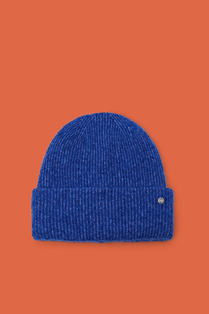 Gerippte Beanie aus Mohair-Wolle-Mix, BRIGHT BLUE, detail image number 0