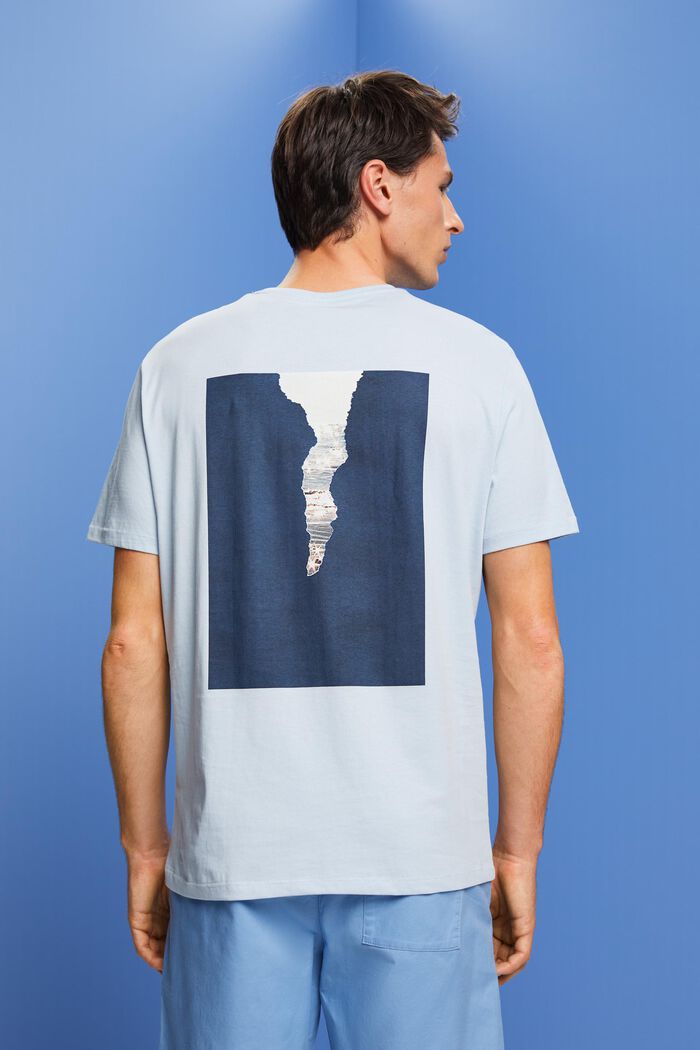 Jersey-T-Shirt mit Print hinten, 100 % Baumwolle, PASTEL BLUE, detail image number 3