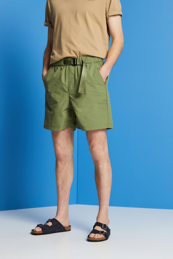 Shorts mit integriertem Gürtel, OLIVE, detail image number 0