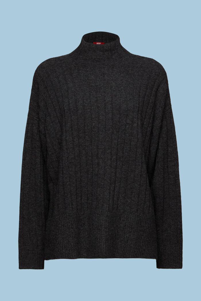 Gerippter Flachstrickpullover, ANTHRACITE, detail image number 6