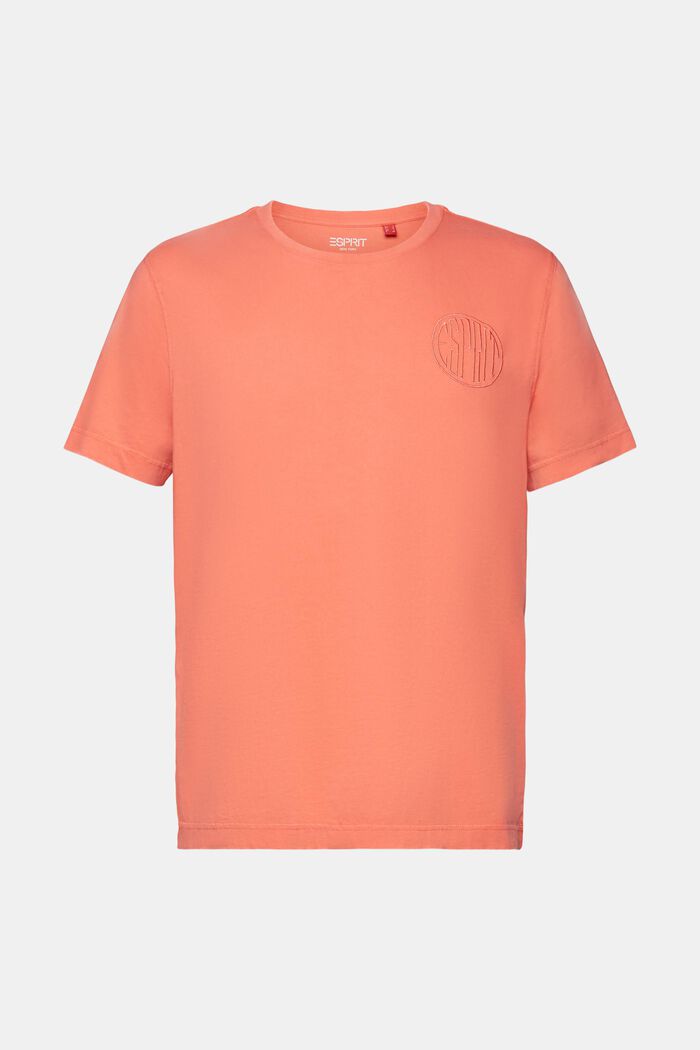 T-Shirt mit Sticklogo, 100 % Bio-Baumwolle, CORAL RED, detail image number 7