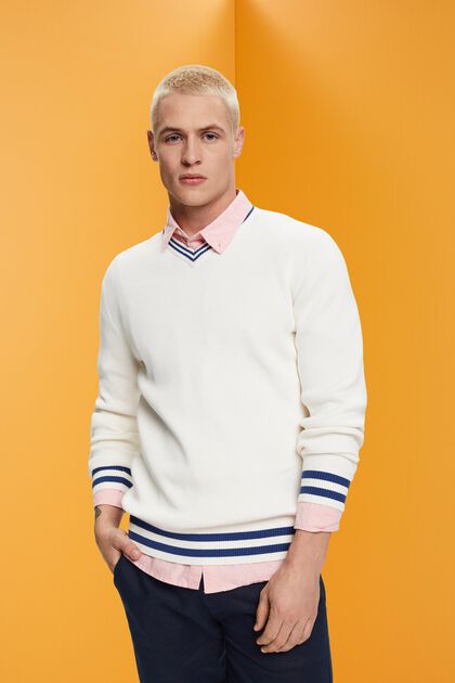 Pullover mit V-Ausschnitt, nachhaltige Baumwolle