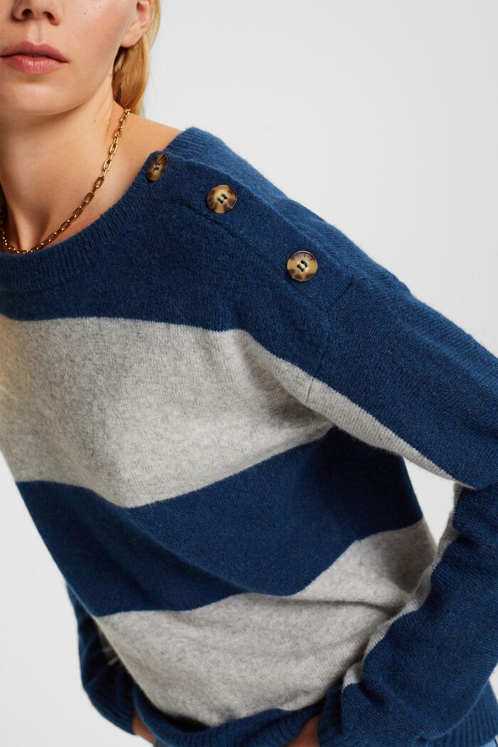 Mit Wolle: Pullover, PETROL BLUE, detail image number 0