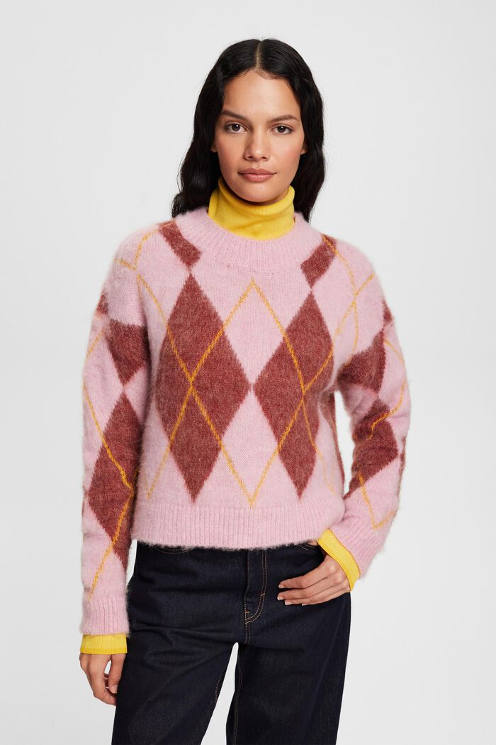 Pullover aus Wollmix mit Argyle-Muster, LIGHT PINK, detail image number 1