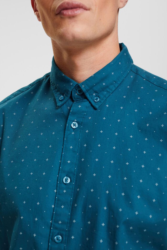 Button-Down-Hemd mit Micro-Print, DARK TURQUOISE, detail image number 0