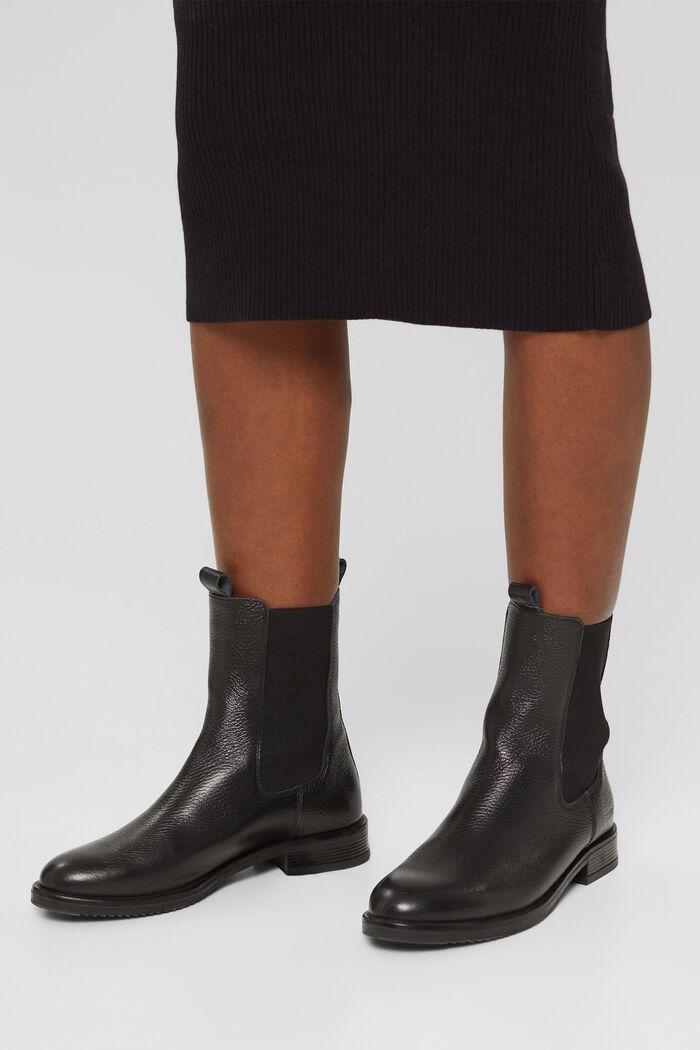 Glattleder Chelsea Boots, BLACK, detail image number 3